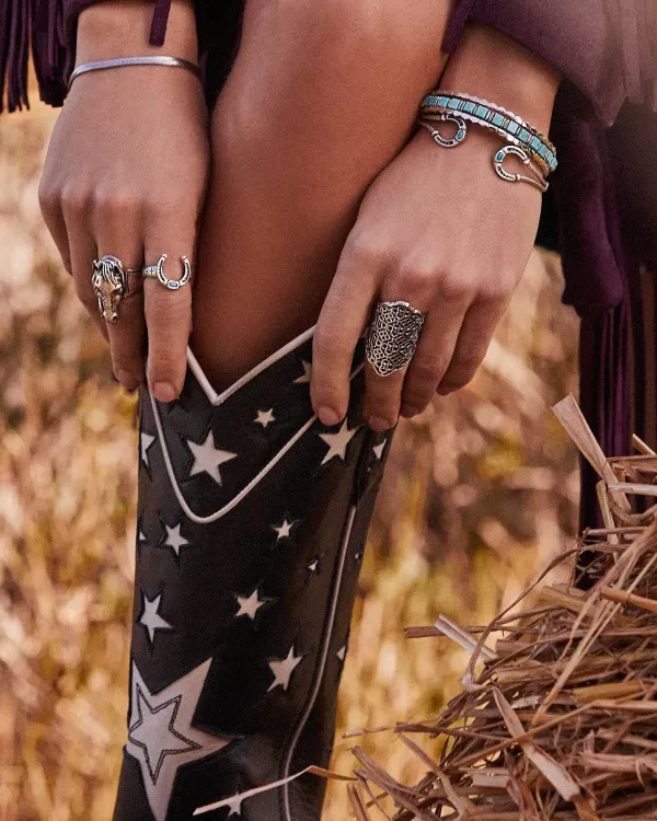 Noble Vintage Silver Horseshoe Cocktail Ring In Variegated Dark Teal Magnesite^Kendra Scott Best Sale