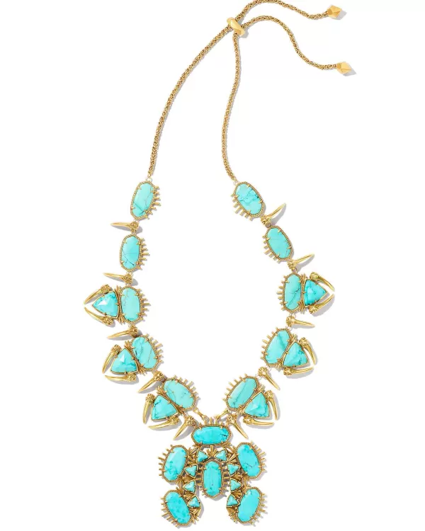 Odessa Vintage Gold Statement Necklace In Variegated Turquoise Magnesite^Kendra Scott Discount