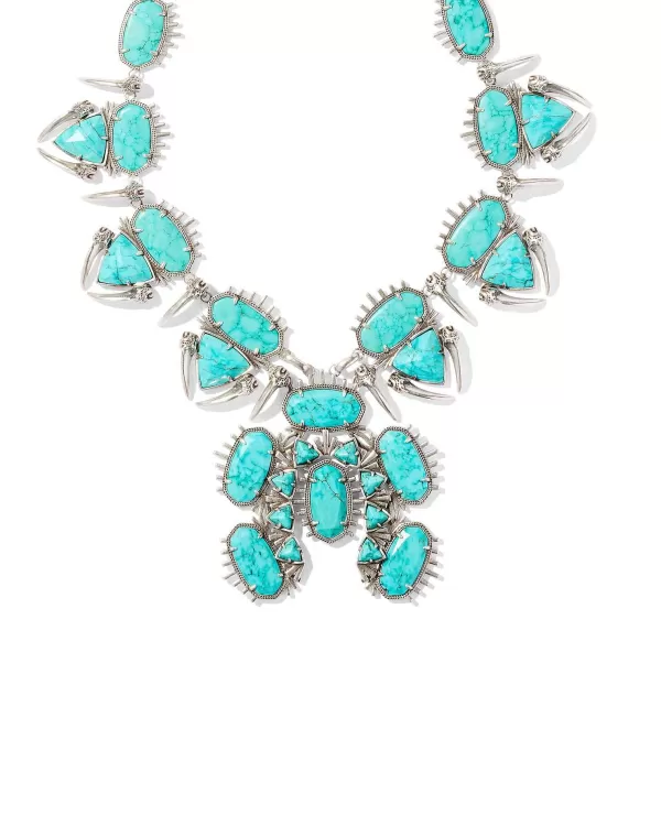 Odessa Vintage Silver Statement Necklace In Variegated Turquoise Magnesite^Kendra Scott Fashion