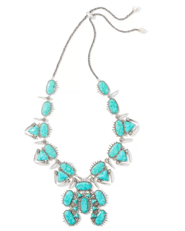 Odessa Vintage Silver Statement Necklace In Variegated Turquoise Magnesite^Kendra Scott Fashion