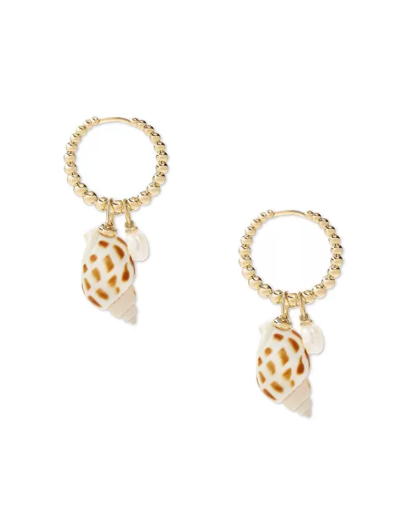 Oleana Gold Huggie Earrings In Spotted Shell^Kendra Scott Store