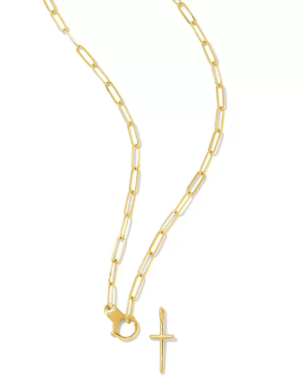 Paperclip Cross Charm Necklace In 18K Gold Vermeil^Kendra Scott Store