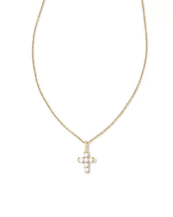Pearl 14K Yellow Gold Cross Pendant Necklace In White Pearl^Kendra Scott Shop