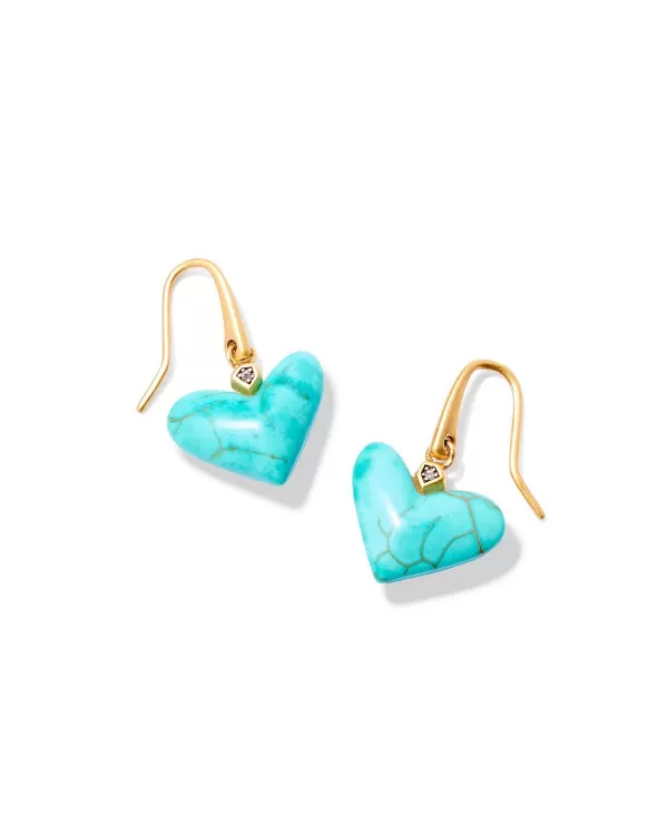 Poppy Vintage Gold Drop Earrings In Variegated Turquoise Magnesite^Kendra Scott Hot