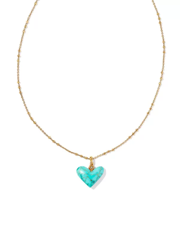 Poppy Vintage Gold Short Pendant Necklace In Variegated Turquoise Magnesite^Kendra Scott Hot