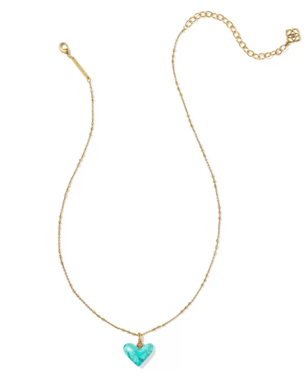 Poppy Vintage Gold Short Pendant Necklace In Variegated Turquoise Magnesite^Kendra Scott Hot