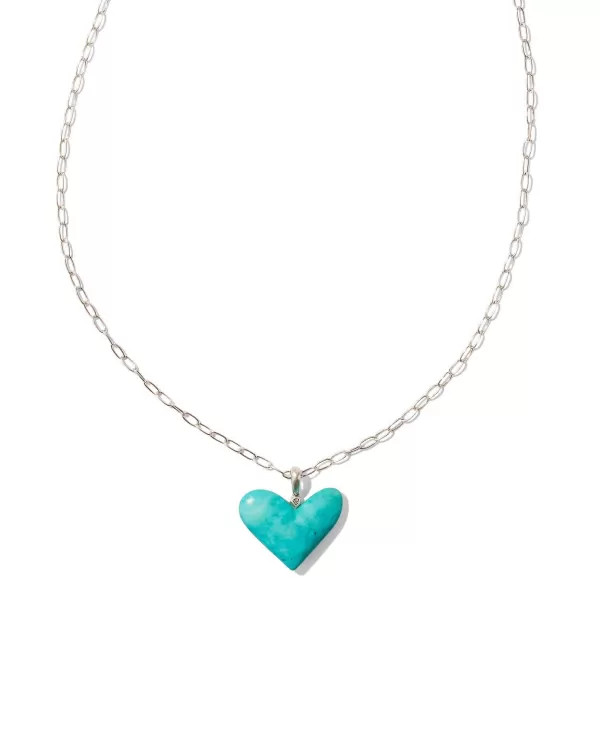 Poppy Vintage Silver Small Long Pendant Necklace In Variegated Turquoise Magnesite^Kendra Scott Best