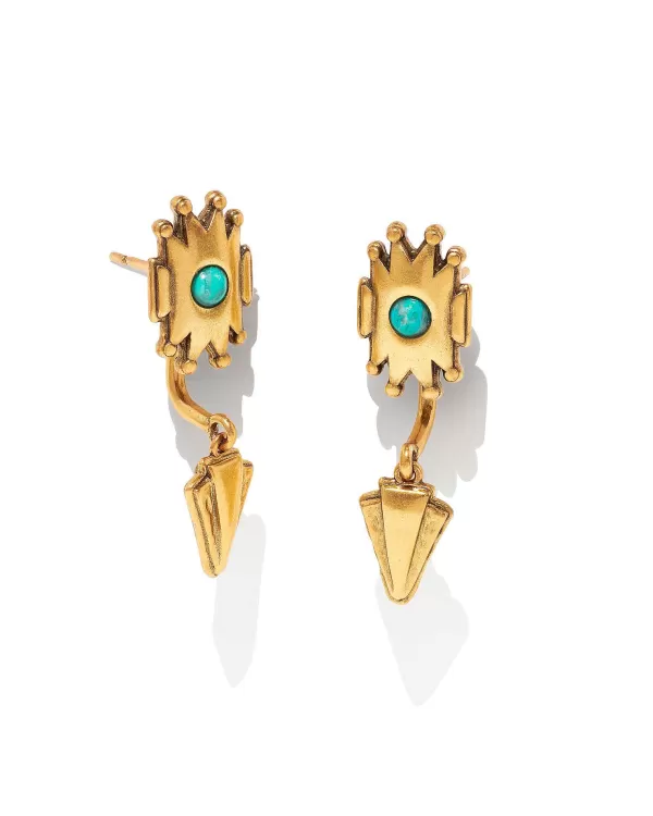 Shiva Vintage Gold Ear Jacket Earrings In Teal Howlite^Kendra Scott Flash Sale