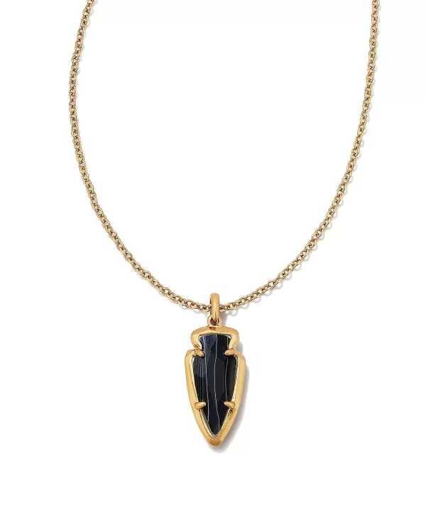Skylar Vintage Gold Short Pendant Necklace In Black Banded Agate^Kendra Scott Shop