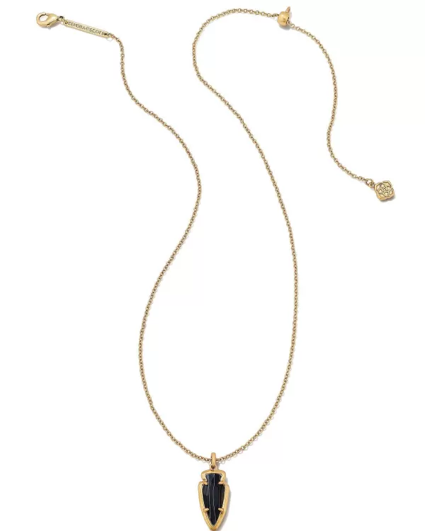 Skylar Vintage Gold Short Pendant Necklace In Black Banded Agate^Kendra Scott Shop