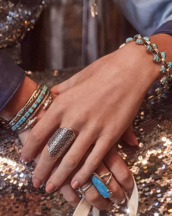 Skylar Vintage Silver Statement Ring In Variegated Dark Teal Magnesite^Kendra Scott Online