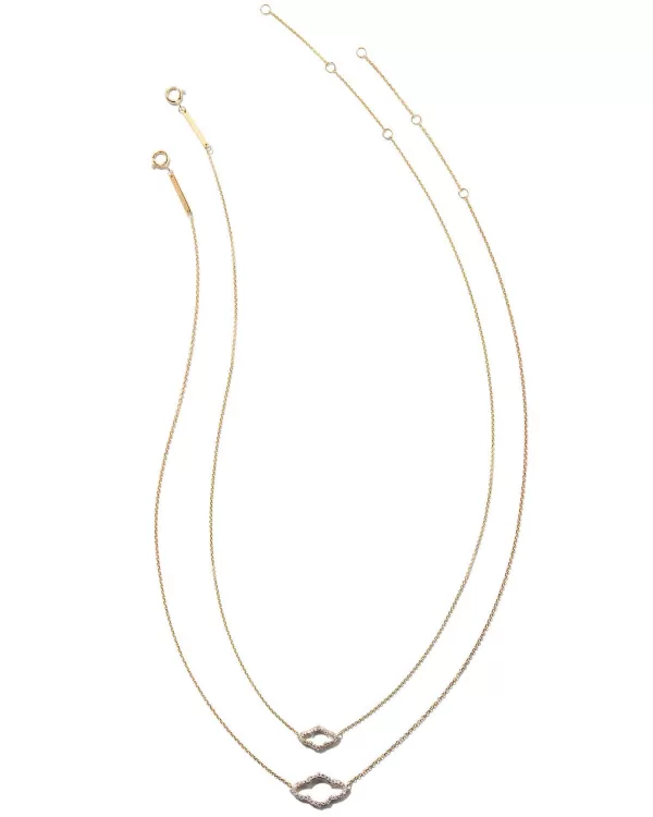Small Abbie 14K Yellow Gold Pendant Necklace In White Diamond^Kendra Scott Best Sale