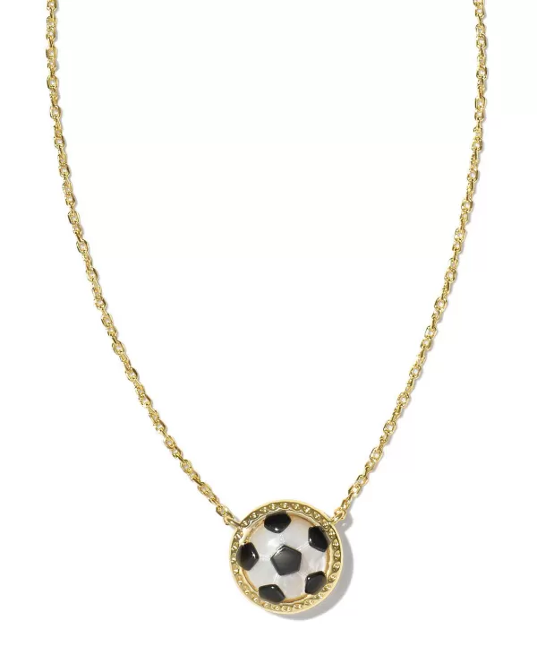 Soccer Gold Short Pendant Necklace In Ivory Mother-Of-Pearl^Kendra Scott New