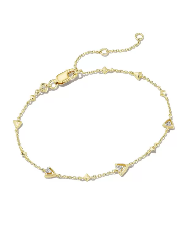 Spencer 18K Gold Vermeil Delicate Chain Bracelet In White Topaz^Kendra Scott Outlet