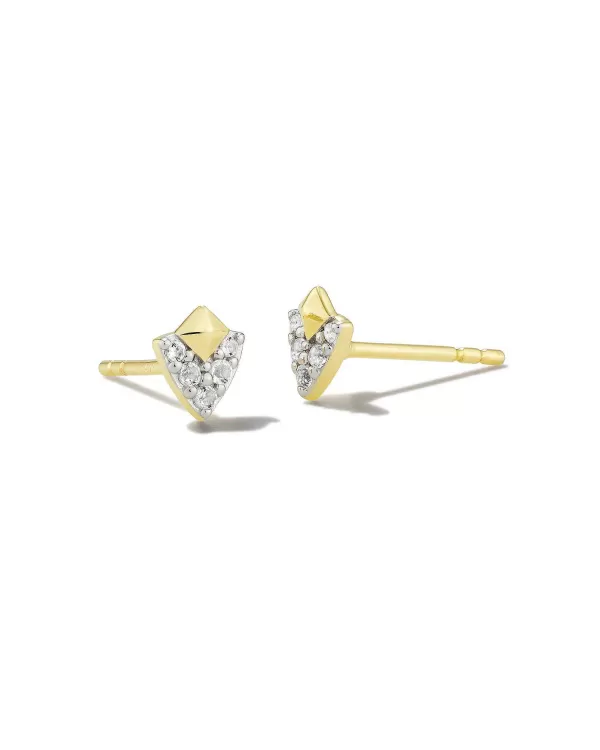 Spencer 18K Gold Vermeil Stud Earrings In White Topaz^Kendra Scott Hot