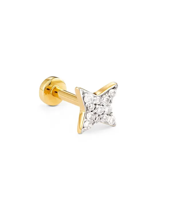 Star 14K Yellow Gold Mini Single Stud Earring In White Diamonds^Kendra Scott Discount