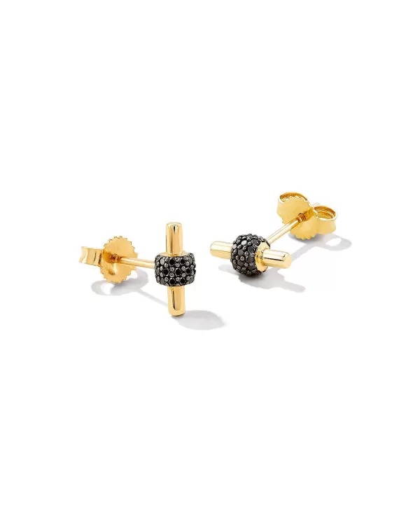 Stella 14K Yellow Gold Stud Earrings In Black Diamond^Kendra Scott Outlet