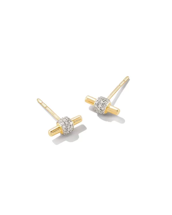 Stella 14K Yellow Gold Stud Earrings In White Diamond^Kendra Scott Discount