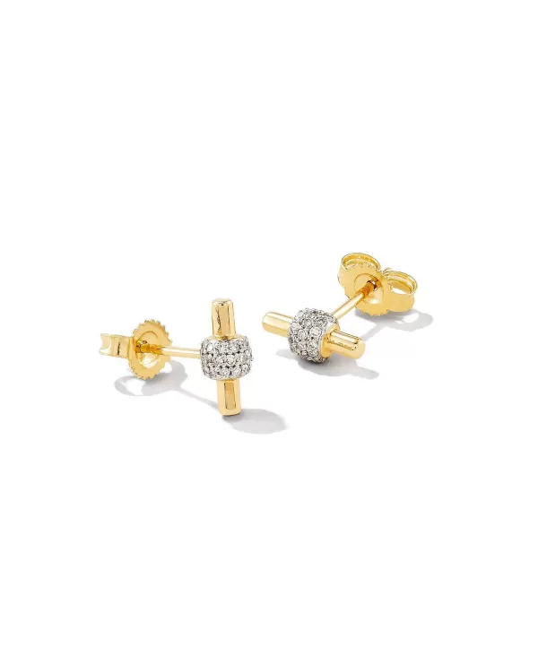 Stella 14K Yellow Gold Stud Earrings In White Diamond^Kendra Scott Discount