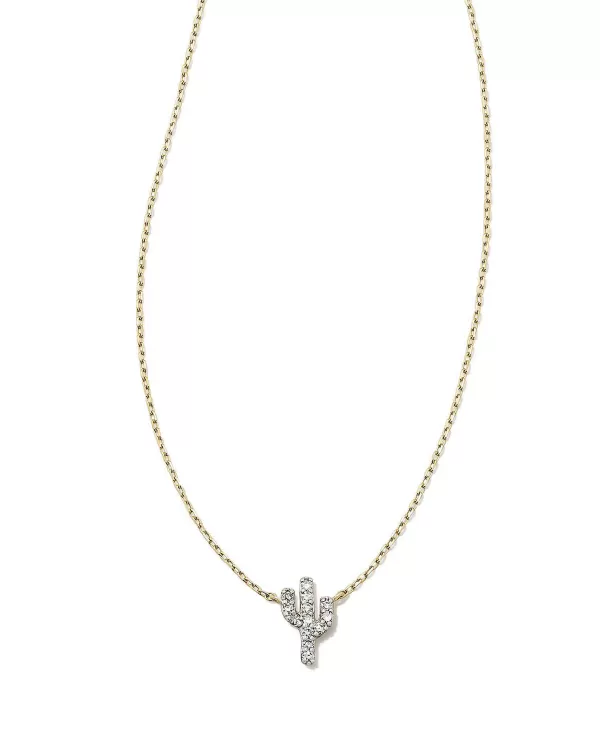 Tiny Cactus 14K Yellow Gold Pendant Necklace In White Diamond^Kendra Scott Cheap