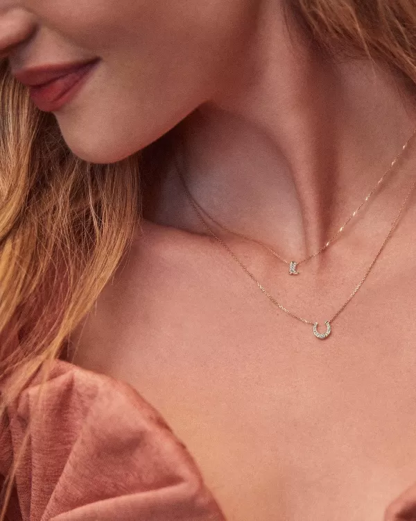 Tiny Cowboy Boot 14K Yellow Gold Pendant Necklace In White Diamond^Kendra Scott Fashion