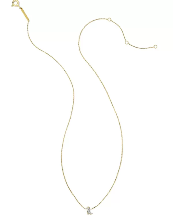 Tiny Cowboy Boot 14K Yellow Gold Pendant Necklace In White Diamond^Kendra Scott Fashion