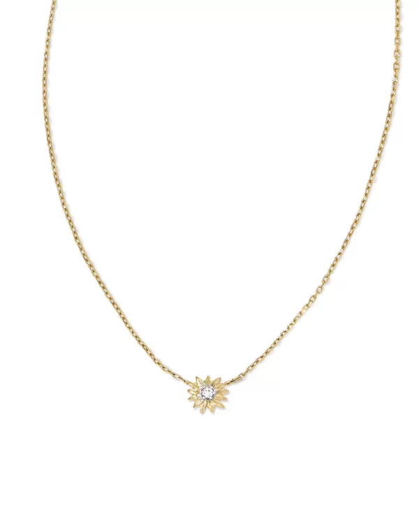 Tiny Flower 14K Yellow Gold Pendant Necklace In White Diamond^Kendra Scott Cheap