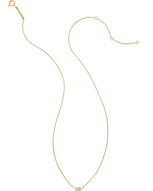 Tiny Flower 14K Yellow Gold Pendant Necklace In White Diamond^Kendra Scott Cheap