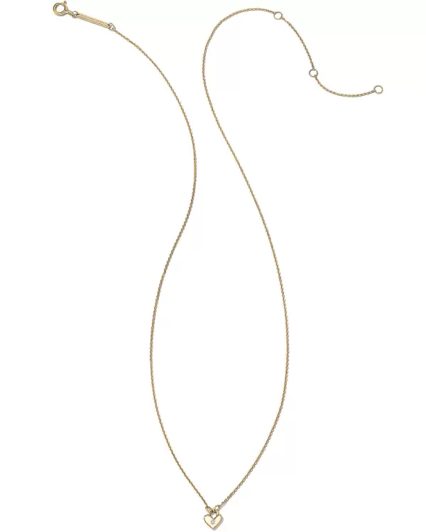 Tiny Heart Padlock 14K Yellow Gold Pendant Necklace In White Diamond^Kendra Scott Flash Sale