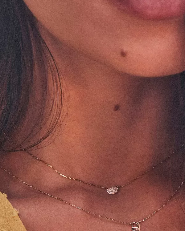 Tiny Heart Padlock 14K Yellow Gold Pendant Necklace In White Diamond^Kendra Scott Flash Sale
