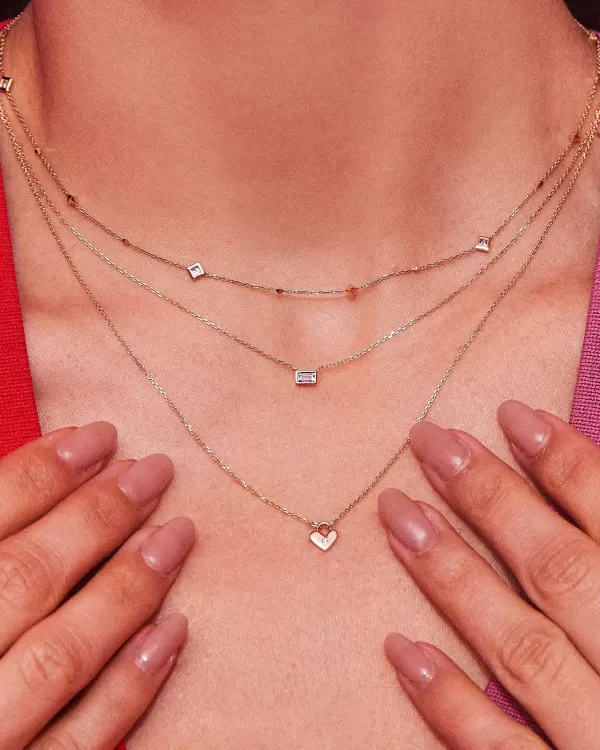 Tiny Heart Padlock 14K Yellow Gold Pendant Necklace In White Diamond^Kendra Scott Flash Sale