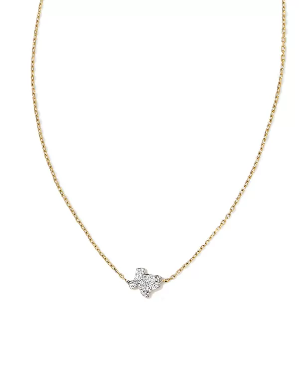 Tiny Texas 14K Yellow Gold Pendant Necklace In White Diamond^Kendra Scott New