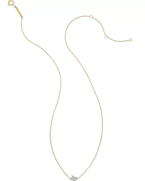 Tiny Texas 14K Yellow Gold Pendant Necklace In White Diamond^Kendra Scott New