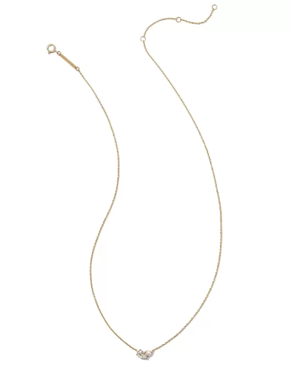 Toi Et Moi 14K Yellow Gold Pendant Necklace In White Sapphire And White Pearl^Kendra Scott New