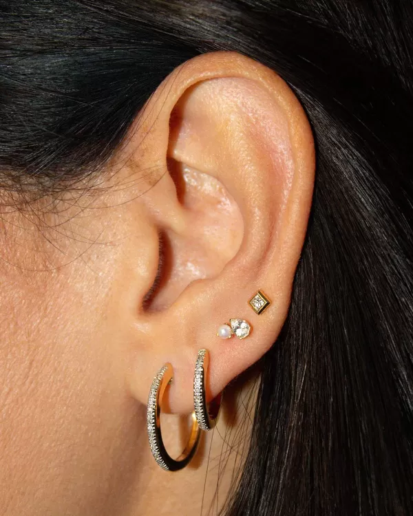Toi Et Moi 14K Yellow Gold Stud Earrings In White Sapphire And White Pearl^Kendra Scott Outlet