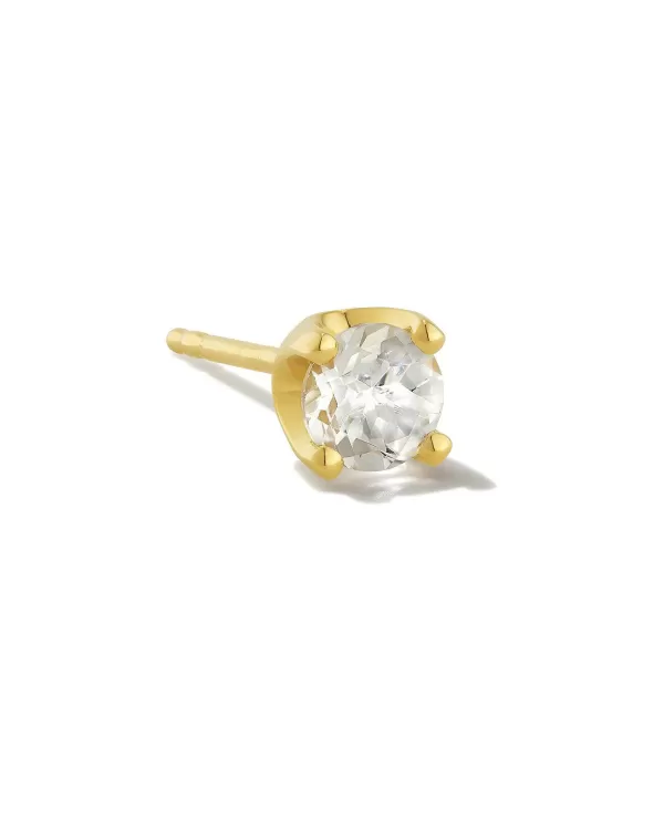 Topaz 18K Gold Vermeil Single Stud Earring In White Topaz^Kendra Scott Clearance