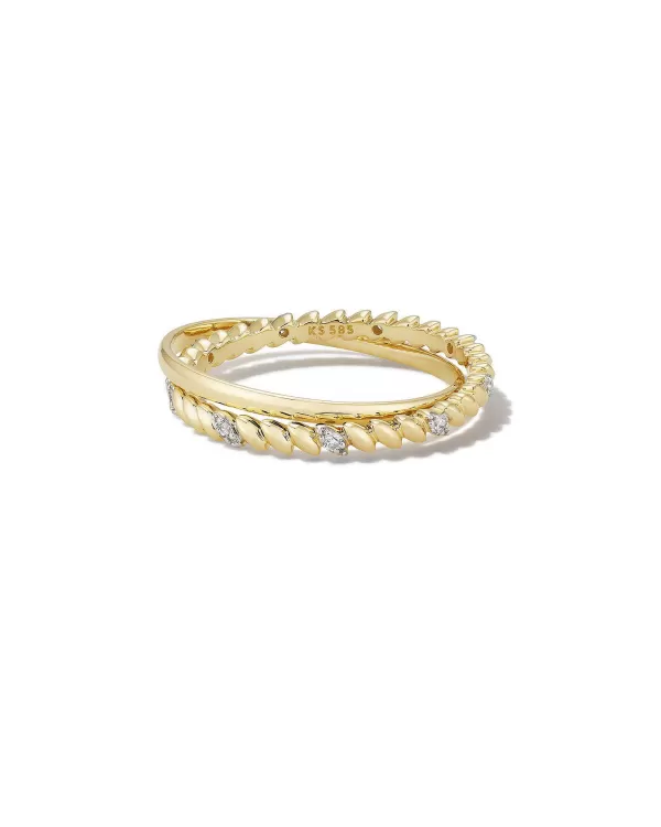 Tyler 14K Yellow Gold Double Band Ring In White Diamond^Kendra Scott Clearance