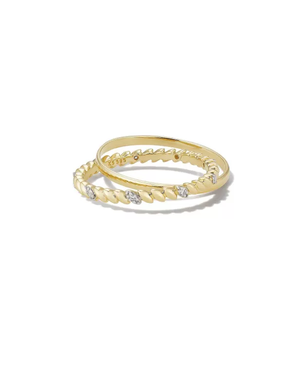 Tyler 14K Yellow Gold Double Band Ring In White Diamond^Kendra Scott Clearance