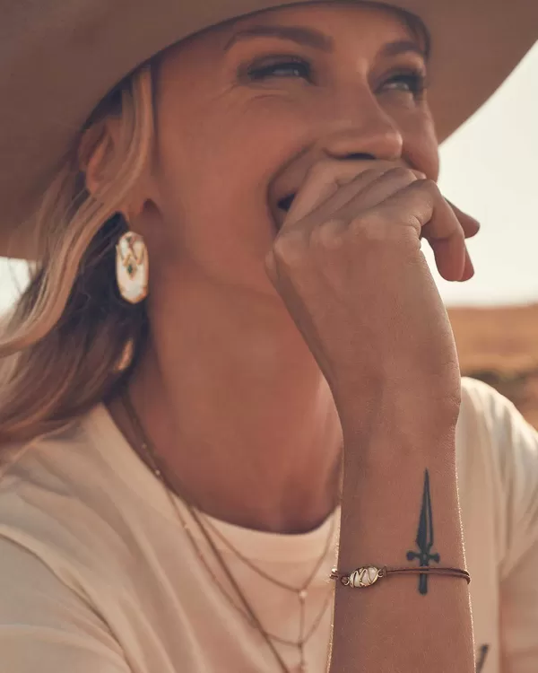 Wrangler® X Yellow Rose By Elaina Vintage Gold Corded Bracelet In Ivory Mother-Of-Pearl^Kendra Scott New