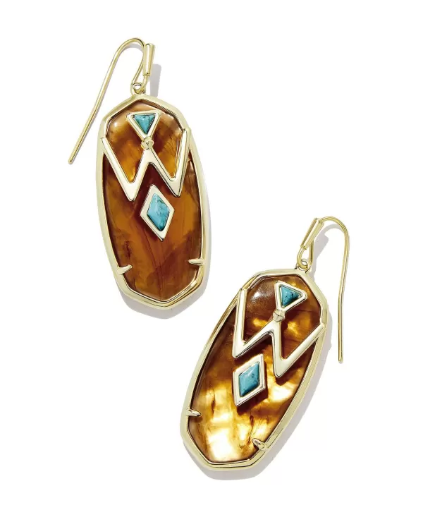 Wrangler® X Yellow Rose By Elle Gold Drop Earrings In Amber Illusion With Variegated Turquoise^Kendra Scott Discount