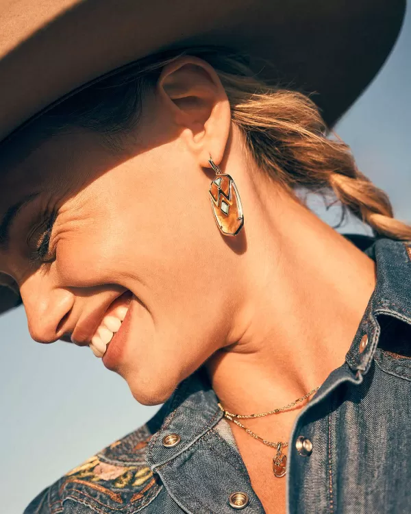 Wrangler® X Yellow Rose By Elle Gold Drop Earrings In Amber Illusion With Variegated Turquoise^Kendra Scott Discount