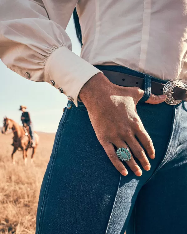 Wrangler® X Yellow Rose By Laurel Statement Ring In Variegated Turquoise Magnesite^Kendra Scott New