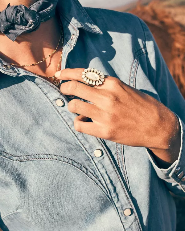 Wrangler® X Yellow Rose By Laurel Vintage Gold Statement Ring In Ivory Mother Of Pearl^Kendra Scott Shop